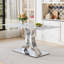 Table de salle à manger en acier inoxydable transformable à base en verre trempé de luxe à motif de Pandora blanc pour table de salle à manger-1062469858