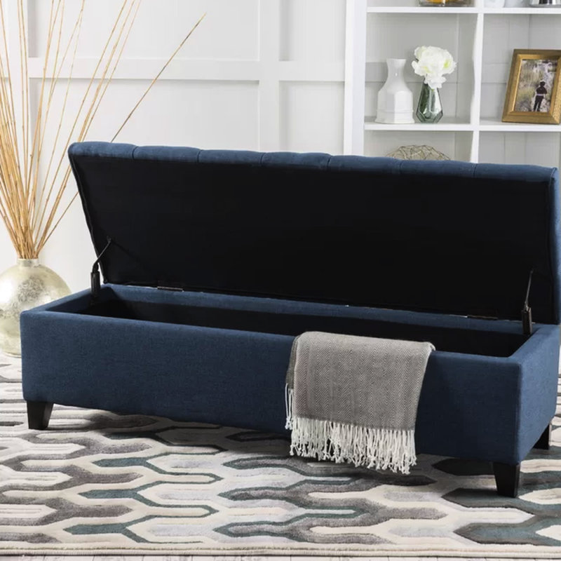 17.3" Wide Navy Blue With Comfortable Storage Contemporary For And Practical Use, Navy Blue