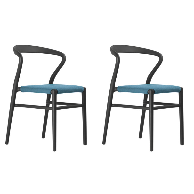Joi 24 Outdoor & Indoor Dining Chair (Set of 2), Light Blue, Black