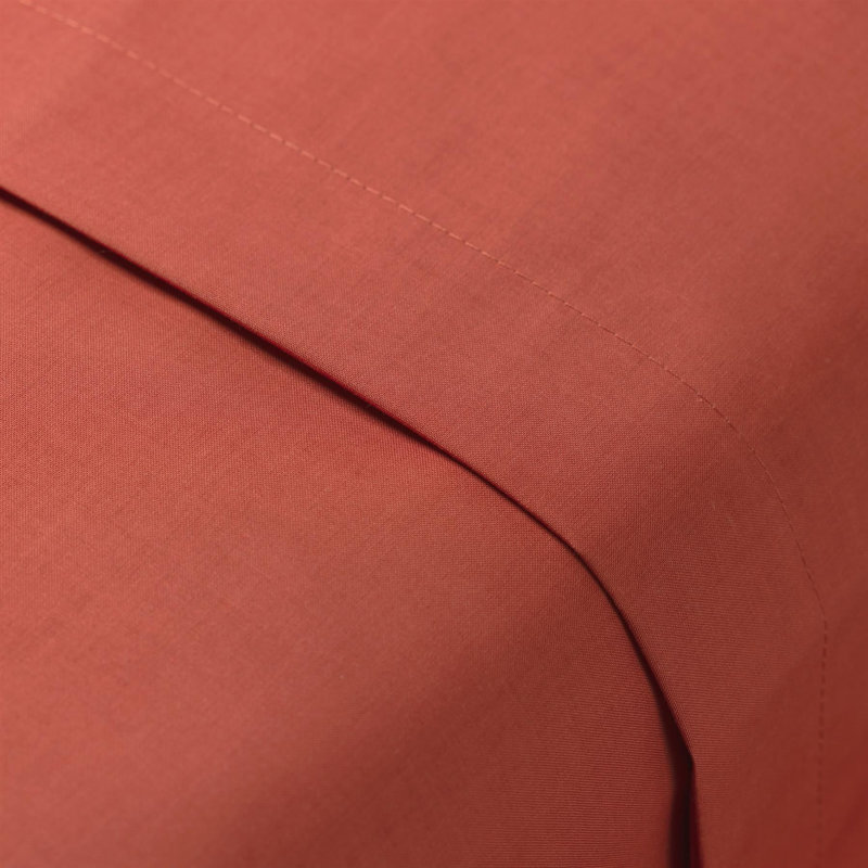 Adamina Cotton Blend/Polyester Plain Weave / Muslin Fitted Sheet, Terracotta, Double, Flat sheet