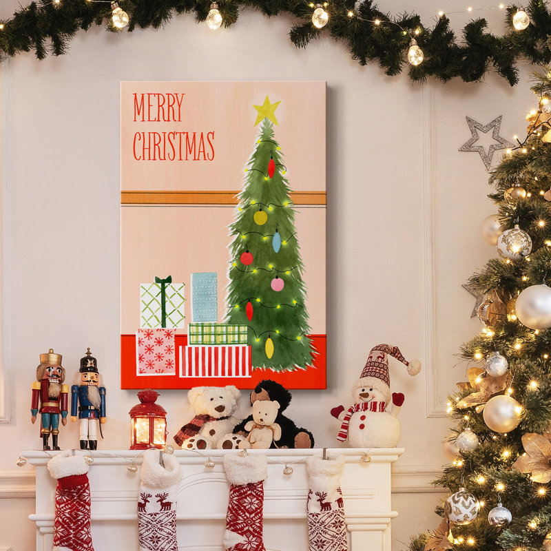 Toile tendue avec châssis de Noël de la collection B Christmas Bas - prêt à accrocher, H 36 po x l 24 po x P 1,5 po