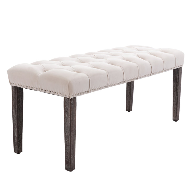 Beige Bench , 44.24" Long, 17.21" Wide, 18.86" High, Comfortable For Dining Room Use Seating In, Beige