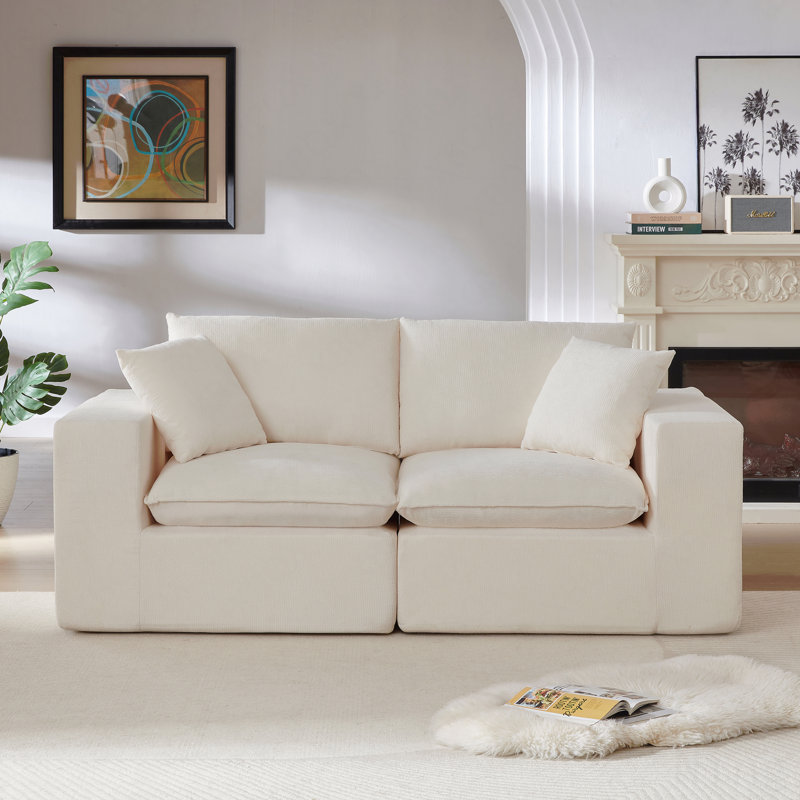 Canapé moderne en nuage de chenille, librement combinable, confortable pour s'asseoir, Chenille blanche