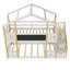 Lit superposé House avec escalier de rangement et planches