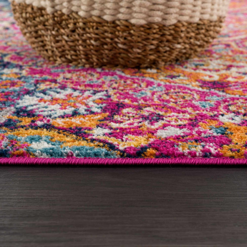 Tapis mauve / rose / orange de style marocain Houser, Tapis de couloir 2 pi 7 po x 7 pi 3 po