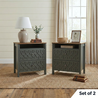 Allysyn 2-Drawer Nightstand with Open Storage 
