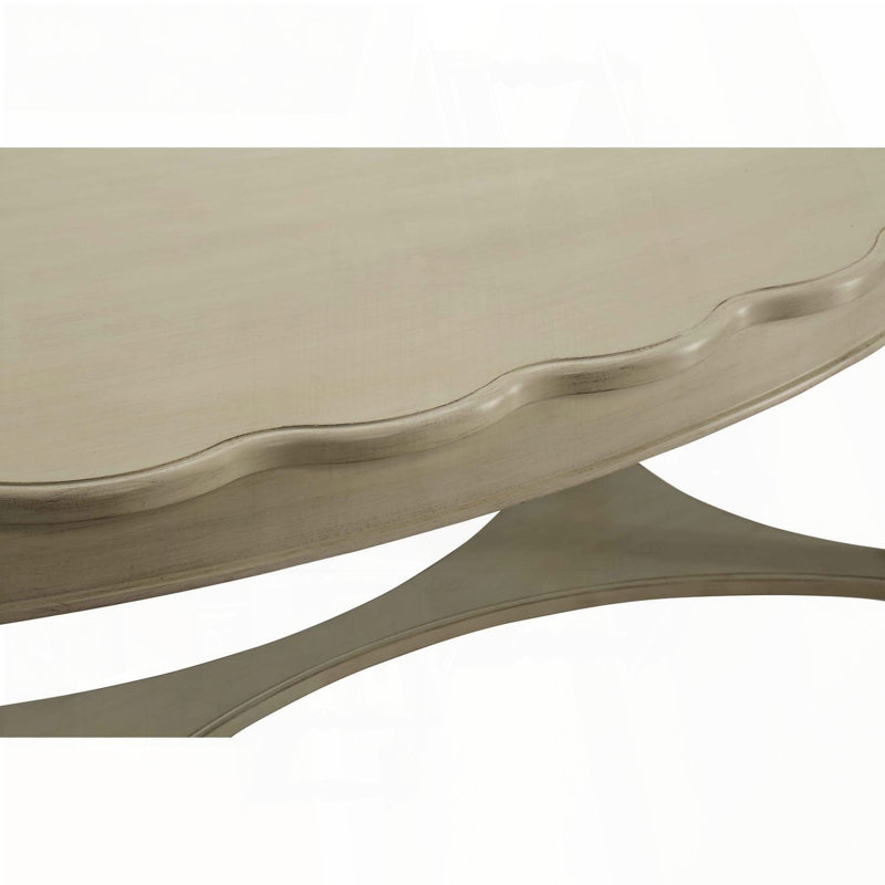 Table basse ovale avec tablette inférieure ouverte - finition blanc antique français