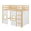 Lit mezzanine en bois avec garde-robe intégré et 2 fenêtres-405695659