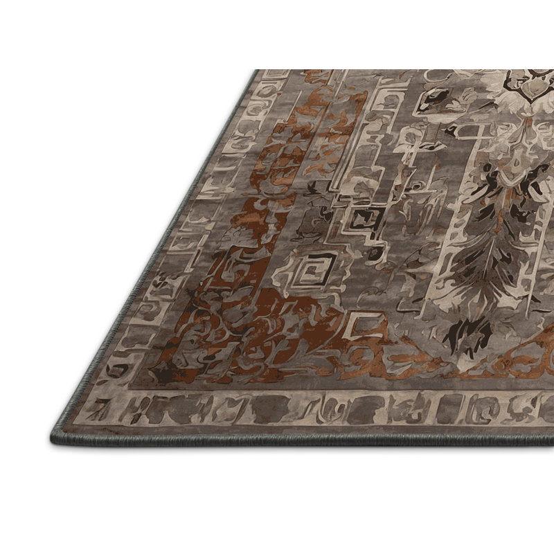 Tapis gris soyeux et moelleux, Rectangle de 5 pi x 8 pi