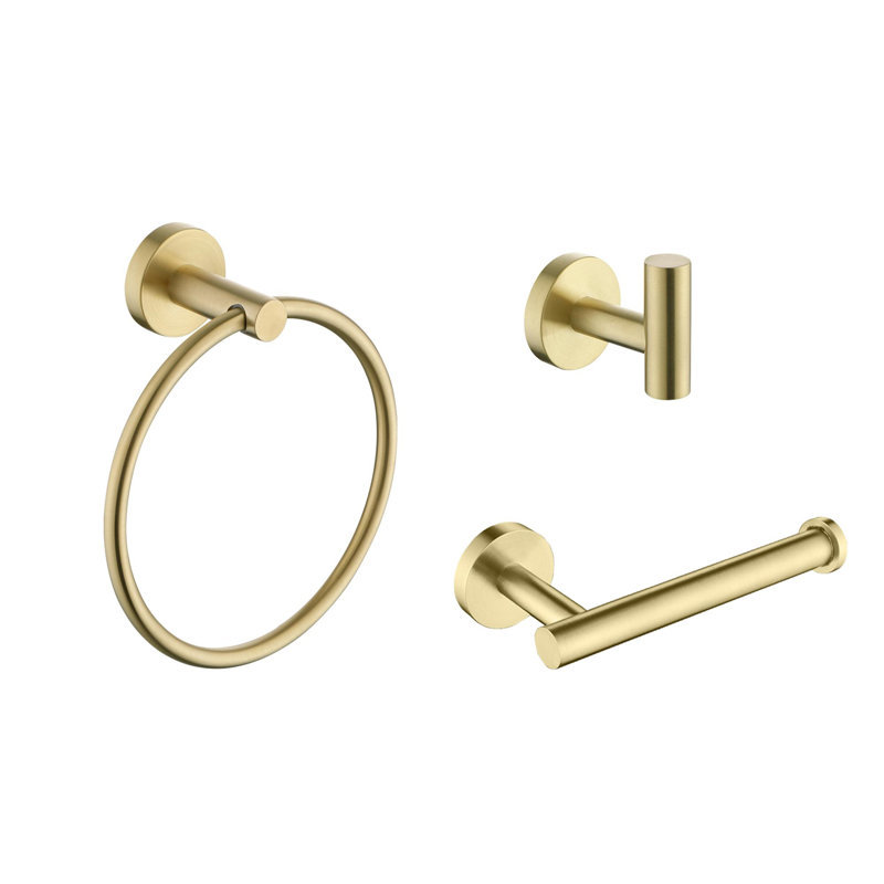 Ensemble de quincaillerie de salle de bain 3 pièces, Or brossé