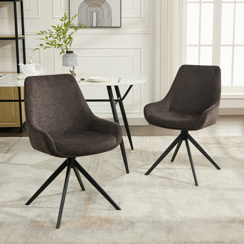Ensemble de 4 chaises de salle à manger, chaise de salle à manger pivotante de style moderne Mid-Century, Brun foncé
