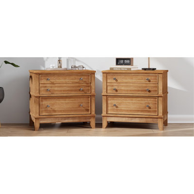 3-Drawer Hazel 3-Drawer Side Table For Living Room, Hallway, Entryway, Set Of Two