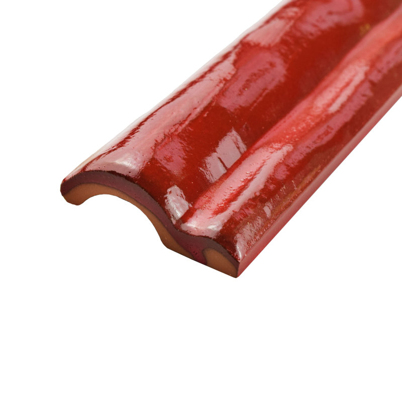 Antic Special 6" x 2" Glossy Ceramic Mudcap Tile Trim in Red