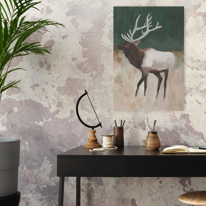 Elk Country, art animalier abstrait contemporain, H 24 po x l 16 po