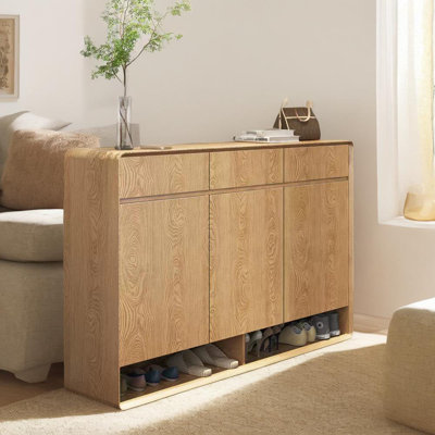Solid Wood Shoe Cabinet One Household 20 Pair Shoe Storage Cabinet