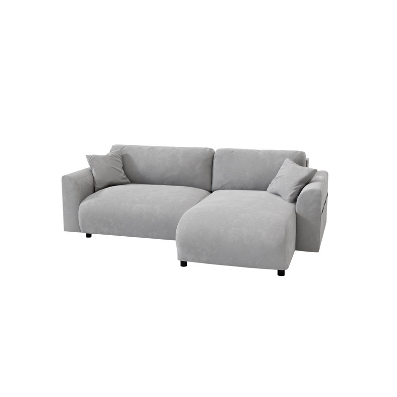 Gianni 4 Seater Velvet Corner Sofa Chaise, Right Hand Facing, Gianni Grey Velvet