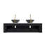 Meuble-lavabo 60 po avec lavabos, armoire de rangement murale rayée à bords arrondis avec 2 tiroirs, 2 cuves en céramique noires avec motif en pierre, pré-assemblée, couleur noire