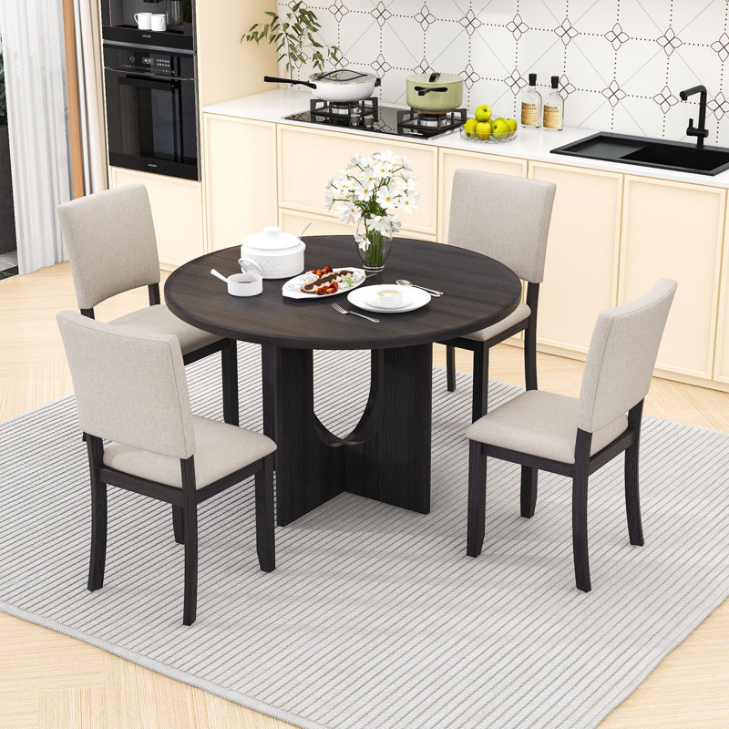 Ensemble de table de salle à manger avec 4 chaises rembourrées