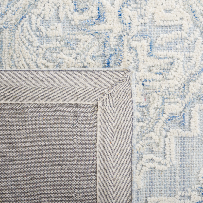Lafave Oriental Wool and Cotton Floral Rug, Rectangle 8' x 10'