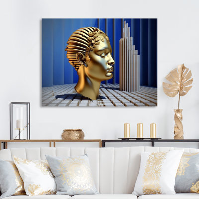 " Golden Consciousness Sci-Fi Sculpture Of Man "