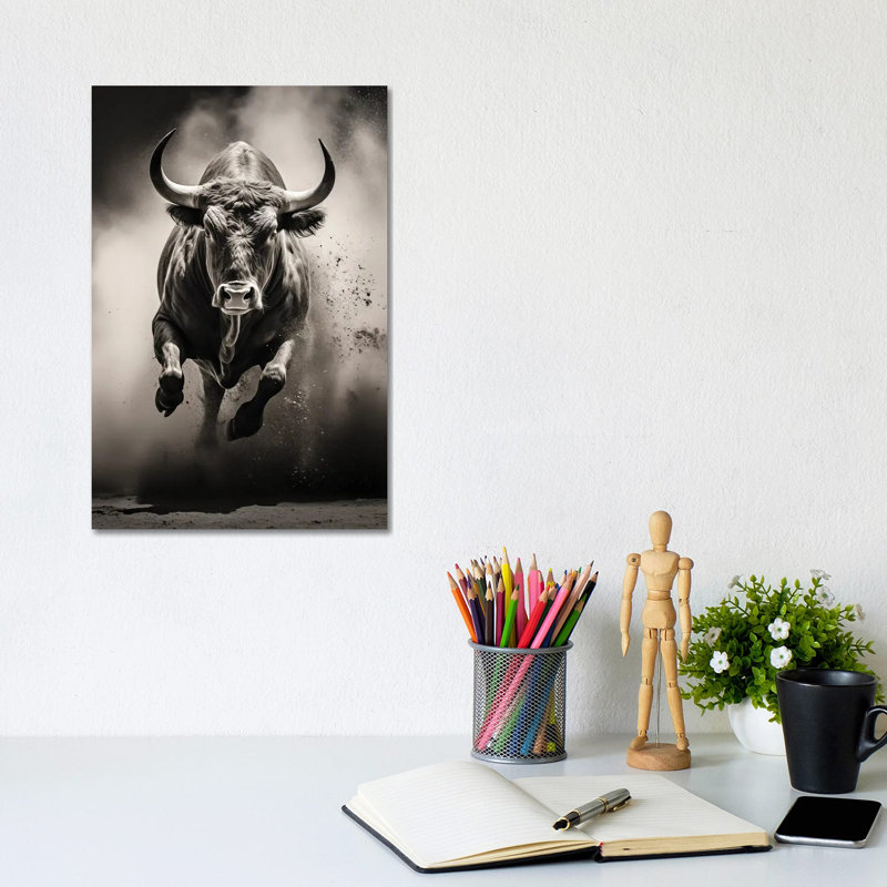 Bull Black - reproduction d'art murale - toile tendue
