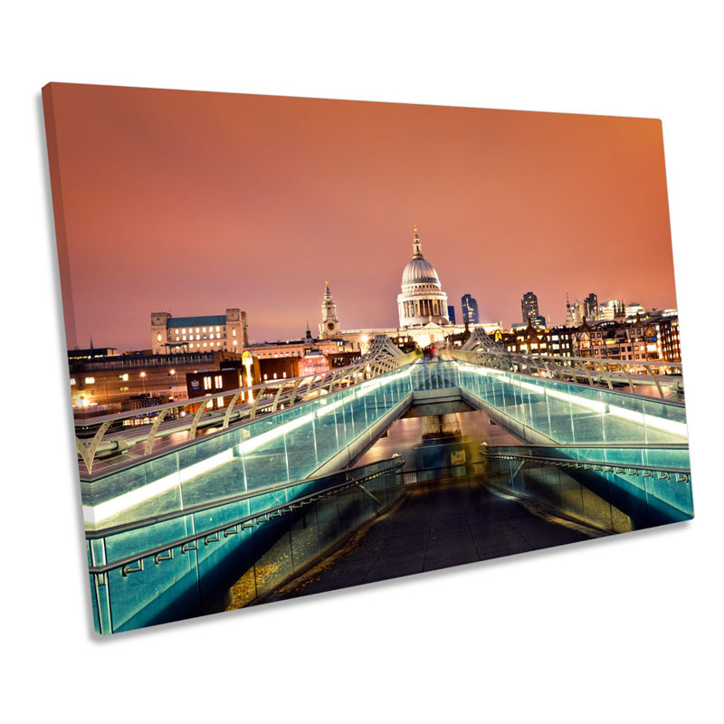 London Cathedral Millennium Bridge - Wrapped Canvas Print, 30.5cm H x 45.7cm W x 2cm D