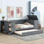 Lit de jour simple avec accoudoirs de rangement, couchette cachée et système de charge pratique, gris-1299136529