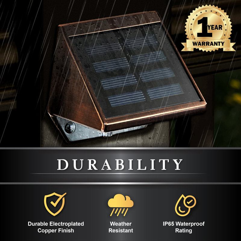 Copper Solar LED Post Cap Light with Dusk-to-Dawn Sensor