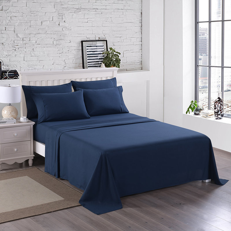 Kondo Microfiber Sheet Set, Queen, Navy