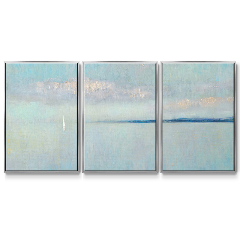 Sunrise Haze - Toile encadrée multi-pièces, Argent, H 24 po x l 48 po x P 2 po