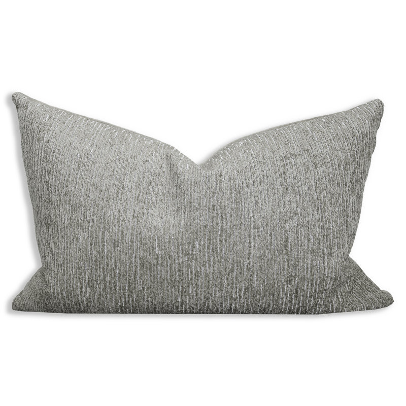 Striped Feather Throw Pillow, Pewter
