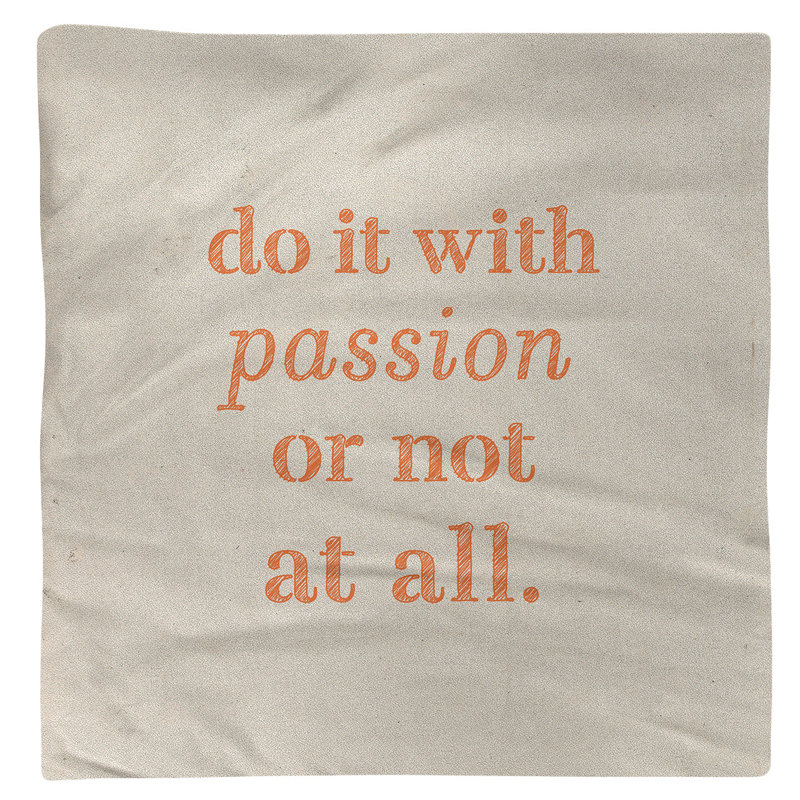 Serviette de citation inspirée de la passion, L 22 po x l 22 po, Blanc / Orange, Polyester