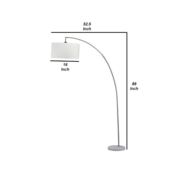 Sanel 86'' Arched Floor Lamp, Silver, White