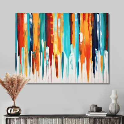 Colorful Paint Droppings Blue Orange - Geometric Wall Art Decor