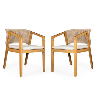 Chaise de patio à deux places - Bois avec coussin d'eau et base antidérapante 2 po