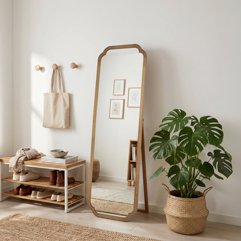 Miroir en bois Abbate, 64.5" x 22", Bois naturel