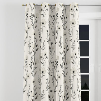 Floral Curtains for bedroom - Country Farmhouse Ivory Meadow line Grommet Curtain - 1 Panel