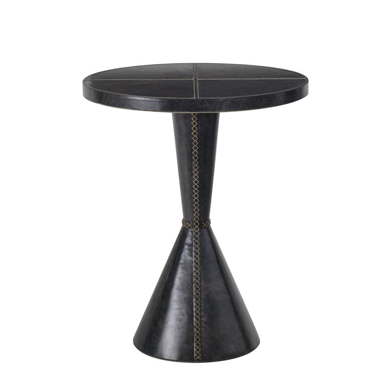 Gabe Leather Accent Table (Black), Black