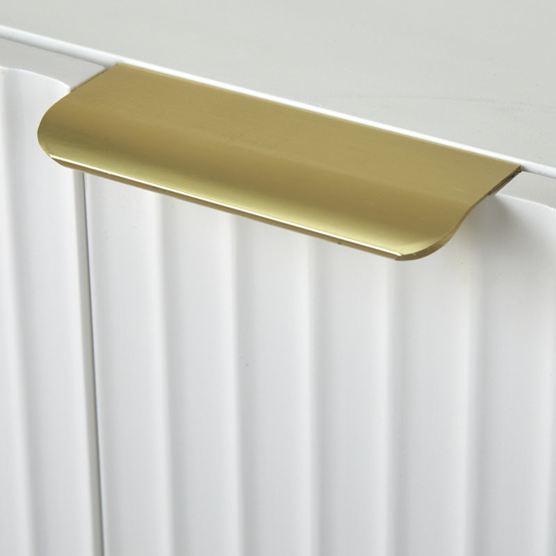 White and Gold Channel Front Sideboard with Adjustable Shelf