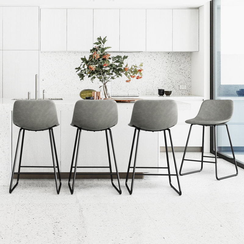 Tabouret de bar et de comptoir Hambrook, Tabouret de comptoir (siège d'une hauteur de 24 p, gris, 4