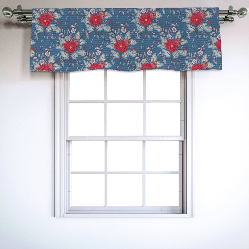 Sateen Floral Ruffled Window Valance