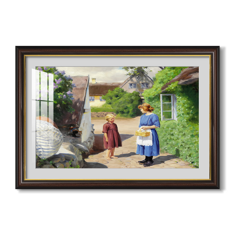 Journée d'été à Jyllinge, 1922-Hans Andersen Brendekilde-Impression encadrée personnalisée, 24x34 INNER SIZE, Walnut Gold Lip