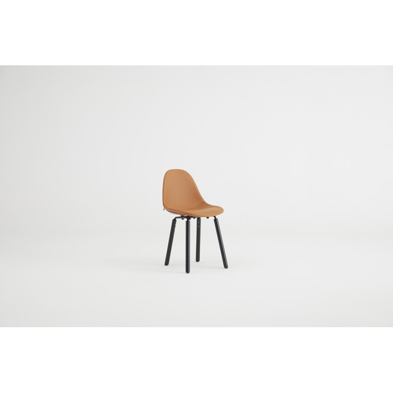 TA 18'' H Faux Leather Upholstered Oak Side Chair, Black