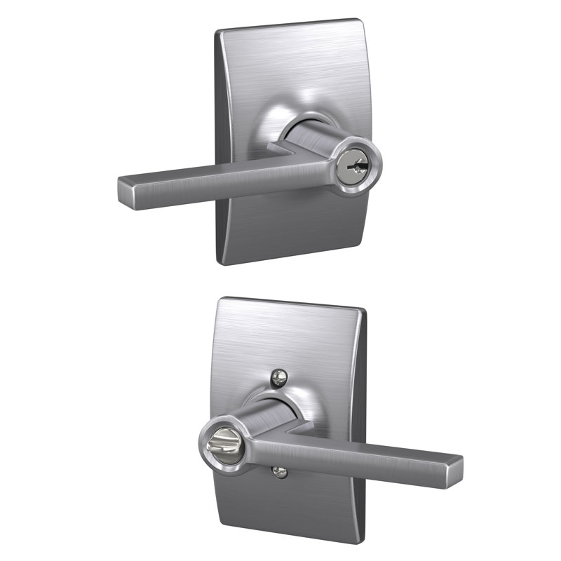 Latitude Keyed Door Lever, Satin Chrome