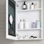 Armoire pour miroir de salle de bain 20 po x 30 po - Porte en bois, fixation murale, encastré / surface, ouverture à gauche, organisateur de maquillage l 20 po x H 30 po avec miroir de rangement, encastré ou de surface, option tendance-421073354