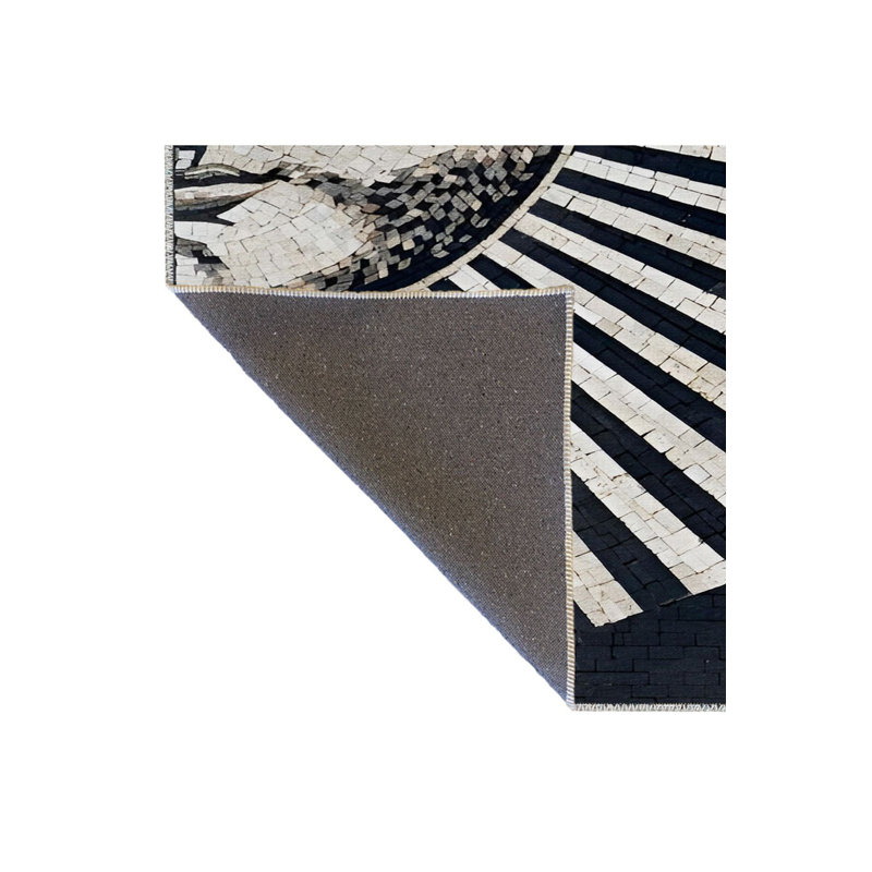 Tapis décoratif noir à motif de lignes noires, Sous-tapis rectangulaire de 3 pi 3 po x 4 pi 11 po
