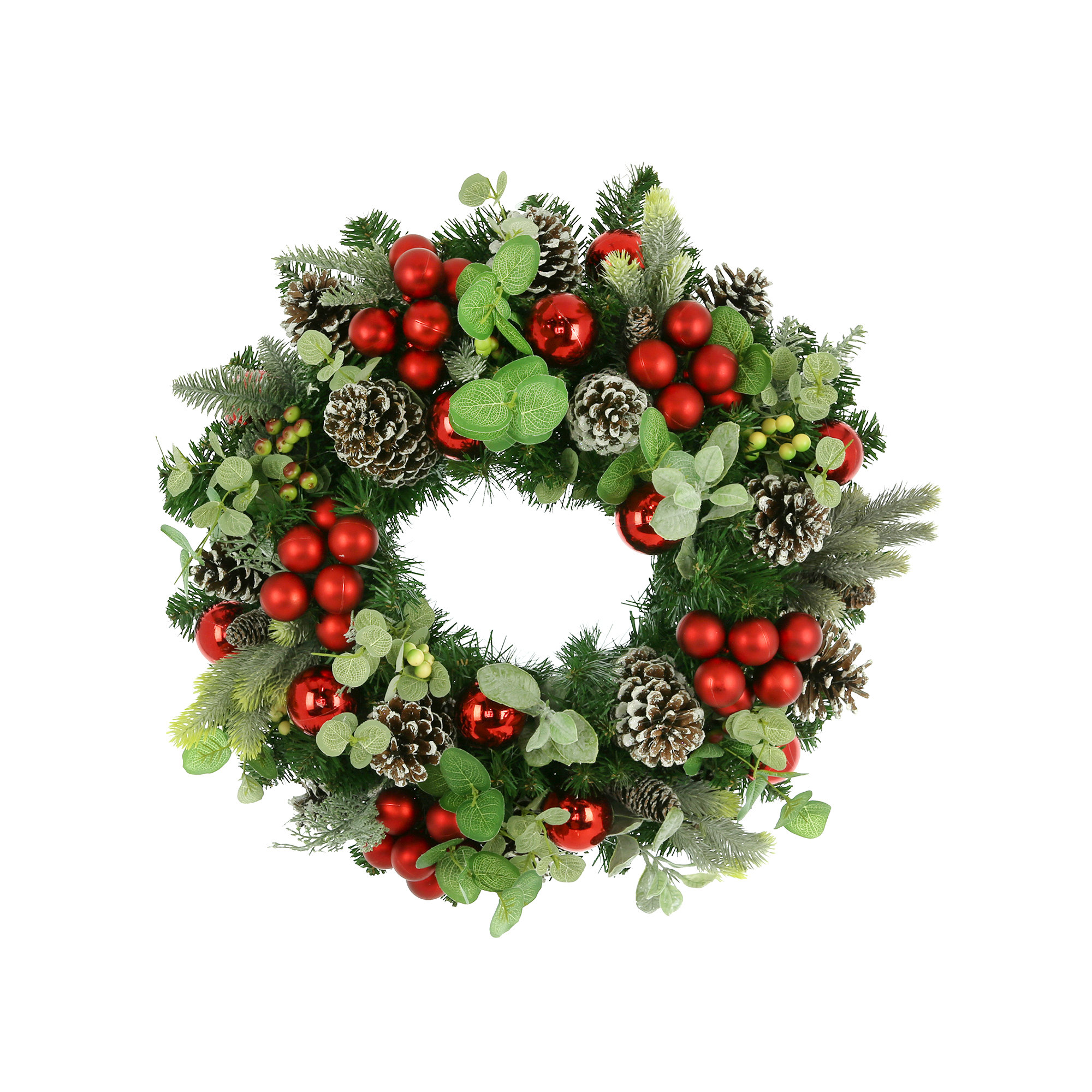 The Holiday Aisle® Jolett Cream Ribbon Wreath with Ornaments, Pinecones and  Berries & Reviews