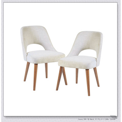 Dining Side Chairs, Set of 2 with Thick Cushions and Skin-Friendly Fabric for Comfortable Seating and Natural Wood Frame
