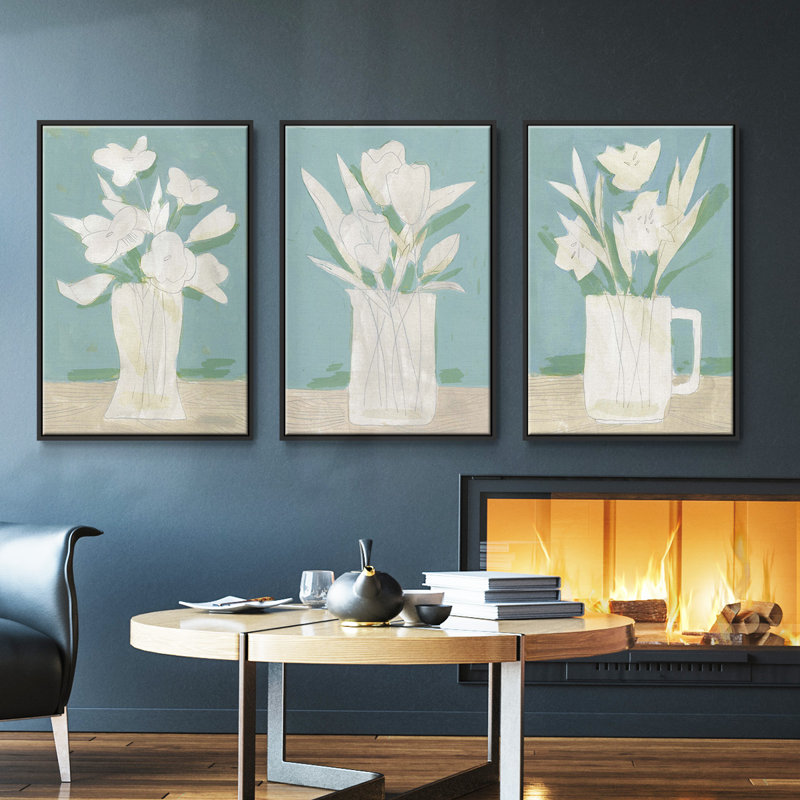 Ensemble de 3 pièces encadrées sur toile, H 36 po x l 72 po, Noir