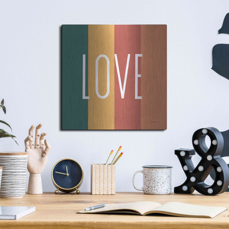 Latitude Rain® «Love Rainbow Retro» par Ann Kelle Designs, art mural en métal, H 12 po x l 12 po